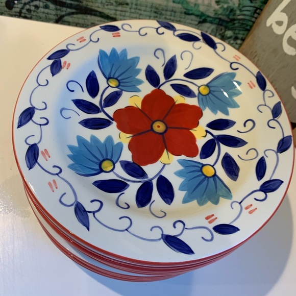 Pier 1 Mediterranean Print Clay Dessert Plate - Picture 1 of 4